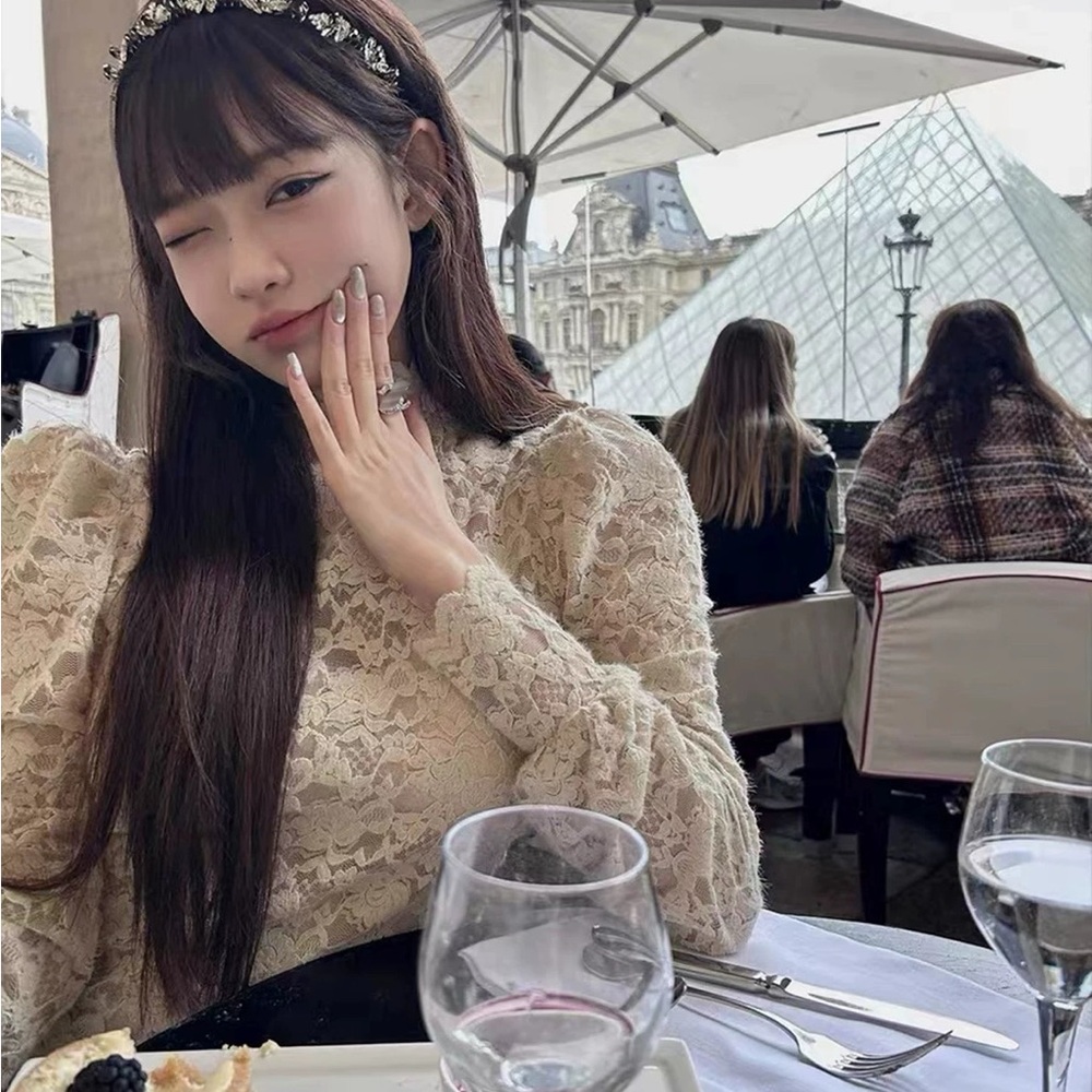 Elegant Lace Top with Floral Headband